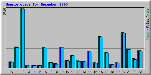 Hourly usage for December 2008